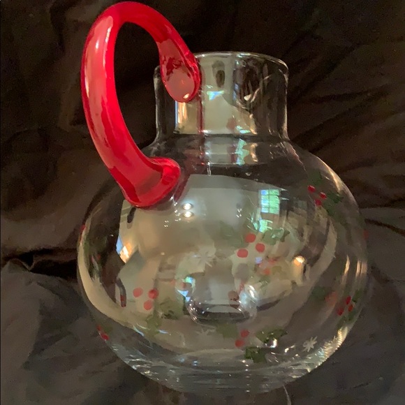 Other - Blown Glass Holiday Juice Pitcher Other - Blown Glass Holiday Juice Pitcher
